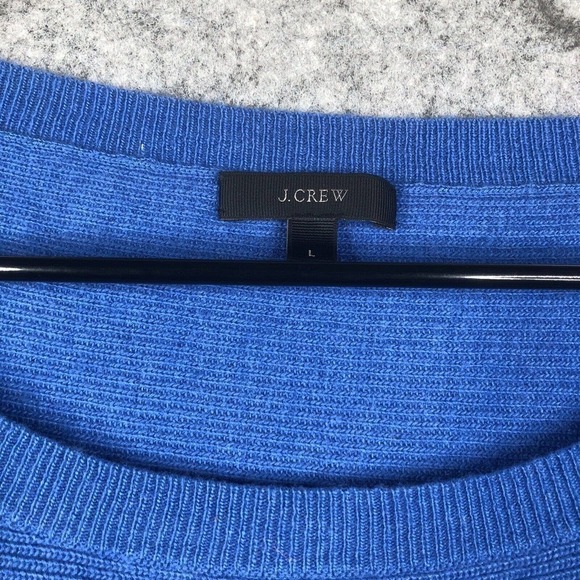 J. Crew E1382 Women Blue Wool Blend Oversize Crew Neck Pullover Sweater Size L - Picture 4 of 7